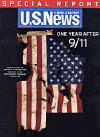 Major September 2002 US news magazine covers one year after the September 11, 2001 terrorist attacks.