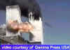 A mysterious flying object near the WTC Tower captured on videotape. Click on the photo for a large image.