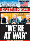 Click on the NY Daily News newspaper front page headlines photo for a larger image. On September 11, 2001 US Newspapers print same day Extra editions and Americans read about the terrorist attacks on New York City and The Pentagon.