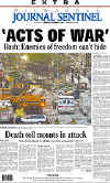 Click on the USA newspaper front page headlines and covers pictures for a larger newspaper cover image from the week of 9-11-2001.