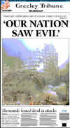 Click on the USA newspaper front page headlines and covers pictures for a larger newspaper cover image from the week of September 11, 2001.