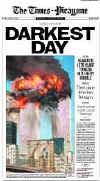 Click on the USA newspaper front page headlines and covers pictures for a larger newspaper cover image from the week of September 11, 2001.