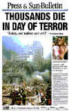 Click on the USA newspaper front page headlines and covers pictures for a larger newspaper cover image from the week of September 11, 2001.