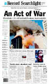 Click on the USA newspaper front page headlines and covers pictures for a larger newspaper cover image from the week of September 11, 2001.