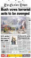 Click on the USA newspaper front page headlines and covers pictures for a larger newspaper cover image from the week of September 11, 2001.