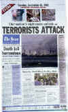 Click on the USA newspaper front page headlines and covers pictures for a larger newspaper cover image from the week of September 11, 2001.