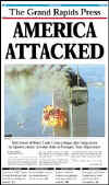 Click on the USA newspaper front page headlines and covers pictures for a larger newspaper cover image from the week of September 11, 2001.