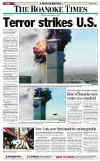 Click on the USA newspaper front page headlines and covers pictures for a larger newspaper cover image from the week of September 11, 2001.