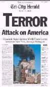 Click on the USA newspaper front page headlines and covers pictures for a larger newspaper cover image from the week of September 11, 2001.