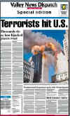 Click on the USA newspaper front page headlines and covers pictures for a larger newspaper cover image from the week of September 11, 2001.