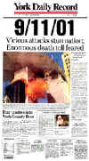 Click on the USA newspaper front page headlines and covers pictures for a larger newspaper cover image from the week of September 11, 2001.