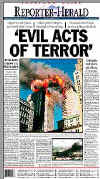 Click on the USA newspaper front page headlines and covers pictures for a larger newspaper cover image from the week of 9-11-2001.