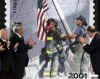 Click on the Thomas E. Franklin photo archive of the three FDNY firefighters raising the American flag for a larger image.