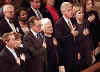 Click for a larger image. The Bush family and the Clinton family at Washington prayer service on September 14, 2001.