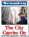 Click on the Newsday newspaper front page headlines photo for a larger image. On September 11, 2001 US Newspapers print same day Extra editions and Americans read about the terrorist attacks on New York City and The Pentagon.