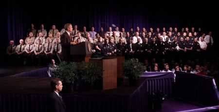 George W. Bush speaking in Atlanta on November 8, 2001.