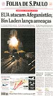 Click on the newspaper headline images of October 7-8, 2001 for a larger image.