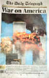 Click on the newspaper front page headlines photo for a larger image. On September 11 and 12, 2001 the world's newspapers print special editions and the world reads about the terrorist attacks on New York City and The Pentagon on 9-11-2001.