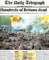 Click on the newspaper front page headlines photo for a larger image. On September 11 and 12, 2001 the world's newspapers print special editions and the world reads about the terrorist attacks on New York City and The Pentagon on 9-11-2001.