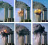 Pictures, photos, or images are  AP or Reuters. Click on the pictures for a larger image. On September 11, 2001 terrorists attack the World Trade Center towers in New York City.