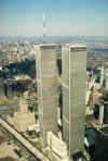 The World Trade Center twin towers prior to the September 11, 2001 terrorist attacks in New York City.