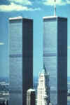 The World Trade Center twin towers prior to the September 11, 2001 terrorist attacks in New York City.